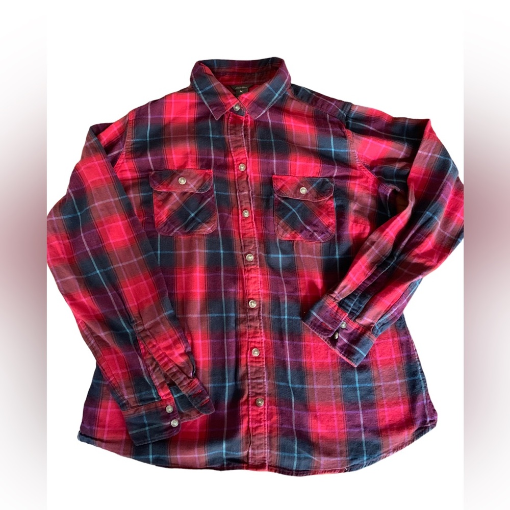 EDDIE BAUER Women’s Plaid Flannel Shirt Pink Red Blue Purple Winter Fall Clothes